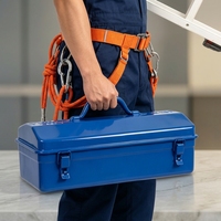 Boîte à outils portable en fer avec cadre renforcé à bords pliés pour le transport quotidien des outils d'électricien sur le terrain
