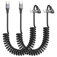 Cable de Carga Rápida SUNGUY Tipo-C 60W 3A, Cable de Alimentación USB C de Ángulo Recto, Retráctil, para Teléfono Móvil, Portátil y Automóvil