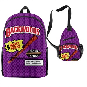Low MOQ Durable Oxford Cartoon Backwoods Cookie RAW Graphic Unisex Travel <b>Backpack</b> Set Custom Logo Nylon Lining Zipper Closure - Product Image 4