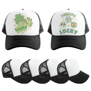 Popular DIY Blank Sublimation Trucker Mesh Cap Customized Eight Color Heat Transfer Hat Logo Printing Company Team Building Cap
