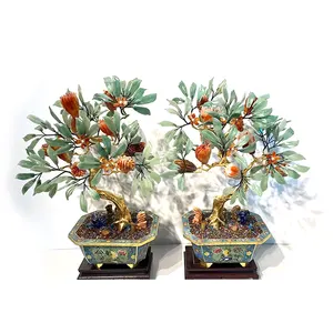 Pot de fleurs de clissade naturelle, ornement de bonsaï, sculpture de jade