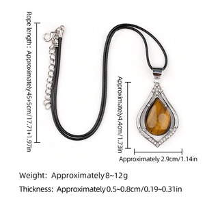 Wonderful Teardrop Gemstone <strong>with</strong> Pave Diamond <strong>Pendant</strong> Water <strong>Drop</strong> Gemstone <strong>Pendant</strong> <strong>with</strong> <strong>Cord</strong> Handmade Jewelry Gift for Her - Product Image 5
