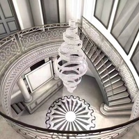 Décoration de bâtiment en duplex Lustre en spirale luxueux Escalier rotatif Grands lustres en cristal pour plafond haut