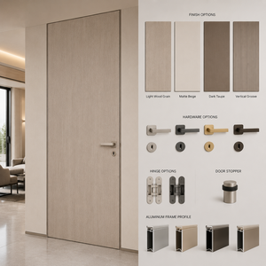 Porte intérieure en aluminium imitation bois avec panneau supérieur <span class=keywords><strong>fixe</strong></span> et cadre en aluminium dissimulé - Product Image 5