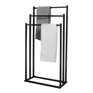 Nouveau design, vente en gros, support de serviettes de salle de bain OEM à 3 niveaux en métal noir avec revêtement en poudre, séchoir à serviettes - Product Image 6