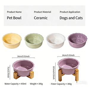 Bol en céramique pour chat et chien, anti-déversement, double support pour eau et nourriture - Product Image 3