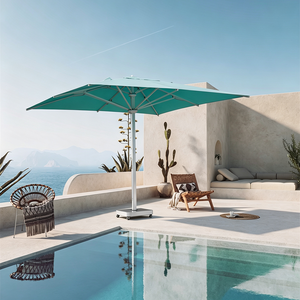 <span class=keywords><strong>Parasol</strong></span> de marché extra-large à motif bois avec mât central et <span class=keywords><strong>protection</strong></span> UV pour villa - Product Image 1