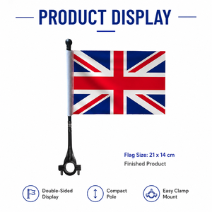 Kit de drapeau personnalisé pour <span class=keywords><strong>vélo</strong></span>, support de drapeau pour guidon de <span class=keywords><strong>vélo</strong></span> avec drapeau imprimé double face, compatible avec barre de 2,5 cm pour les événements cyclistes - Product Image 1