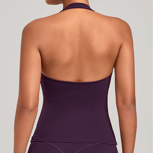 여성용 심리스 뷰티백 통기성 속건 경량 솔리드 나일론/스판덱스 피트니스 스포츠 홀터 탱크탑 (맞춤 로고 가능) - Product Image 5
