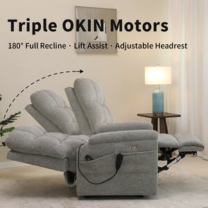 Sillón Reclinable Eléctrico OEM OKIN de 3 Motores con Función de Elevación, Reclinación Completa y Reposacabezas Ajustable - Product Image 4
