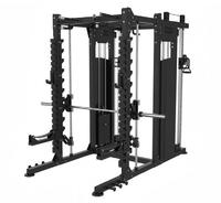 PROCIRCLE SQ7005 Machine Smith double fonction pliable en acier inoxydable avec système de câbles et support de barre réglable pour entraînement de rame et de lunge