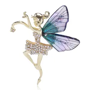 Dmari Women Brooch Korean Fashion Style Cute Elf Insects With Crystal Wings Lapel Pins Party Accessories Luxury Jewelry