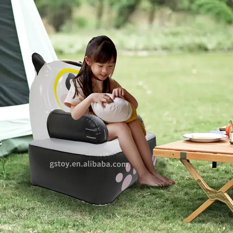 children size mini blow up couch lovely panda child camping folding eco PVC air armchair animal kids inflatable sofa