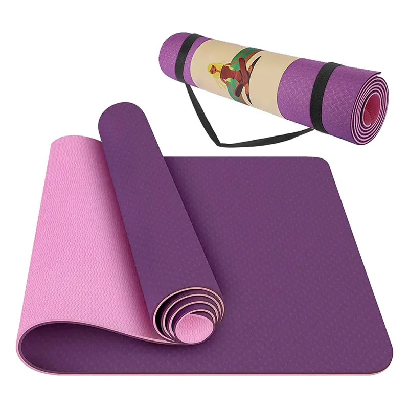 Özel desen baskılı büyük tpe yoga matı çevre dostu kaymaz Yoga Mat De Logo ile 10mm Yoga paspaslar