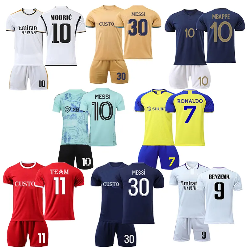 Jersey Ronaldo 23/24 grosir Jersey bola klasik sublimasi penuh seragam sepak bola bergaris Jersey bola polos pria