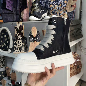 Chaussures de sport montantes de luxe pour hommes et femmes, baskets en cuir véritable de haute qualité avec doublure en maille, semelle EVA, tendance mode, pour la marche et la moto - Product Image 3