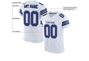 Jersey Personalizado de Fútbol Americano en Blanco, Estilo Boxy de Moda con Mangas, Pedrería, Bordado y Estampado para Bricolaje, Camisetas de Rugby para Todos los Equipos - Product Image 3