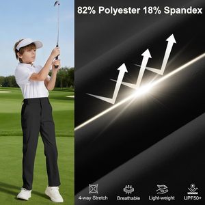 Boys Golf Pants Stretch Performance Dress Pants High Waist Straight Fit Quick Dry Flat Front <b>Chino</b> Slacks For School Uniforms - Product Image 4
