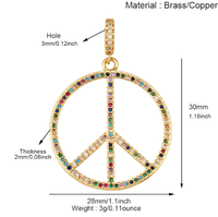 Pendentif Rond Diamant Coloré avec Logo Paix, Bracelet Tendance, Accessoires de Bijoux, Pendentifs et Breloques Ronds
