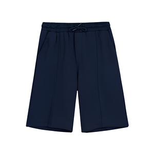 Men's Solid Navy Blue Polyester Bermuda <b>Shorts</b> Mid Waist Drawstring Closure Casual Style Quick Dry <b>Woven</b> Fabric - Product Image 1