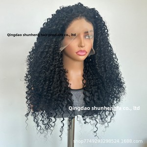 Peluca de <span class=keywords><strong>Cabello</strong></span> Sintético Negro con Encaje Frontal, Rizado <span class=keywords><strong>Corto</strong></span>, Estilo Afro Kinky, Alta Simulación Natural, para Comercio Exterior - Product Image 4