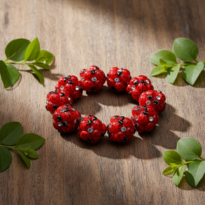 Perline Acriliche Rotonde con Strass AB, Design Adorabile <span class=keywords><strong>Coccinella</strong></span> Rossa, Stile Cartone Animato per Creazioni Fai-da-Te e Bigiotteria - Product Image 3