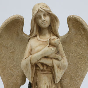 Estatua de Ángel de Mosaico de Vidrio y Resina, Figura de Ángel Sosteniendo un Bebé con Acabado Floral Craquelado para Decoración Religiosa del Hogar - Product Image 6