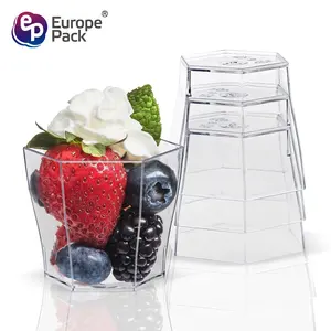 EPK Fashion Popular Custom Hexagonal Shape Clear Plastic Pudding Cup Cake For Bakery