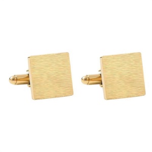 Boutons de manchette carrés en acier inoxydable plaqué or personnalisés en gros pour hommes - Cadeau de mariage - Product Image 5