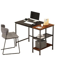 Bureau d'étude/ordinateur convertible CHICON CHOD06-M Nordic Home Office, structure en acier moderne, brun noir, avec étagère de rangement en bois à 2 niveaux