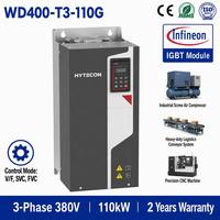 Inversor de Frecuencia HYTECON Industrial Titan 150HP 110kW VFD Trifásico 380V con Control Vectorial para Compresor, Resistencia Extrema a la Red Eléctrica