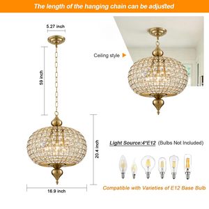 Lustre vintage en cristal doré en forme de <span class=keywords><strong>globe</strong></span> pour entrée, hall, salle à manger, îlot de cuisine, salon, chambre à coucher - Product Image 2