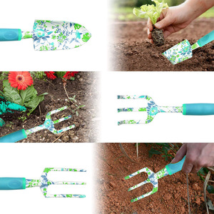 ชุดเครื่องมือทำสวนลายดอกไม้ 5 ชิ้น เครื่องมือเหล็กตามหลักสรีรศาสตร์สำหรับการปลูกกลางแจ้งและการดูแลดอกไม้พร้อมด้ามจับที่สะดวกสบาย - Product Image 4