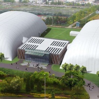 Dôme gonflable de grande taille, structure de tente à membrane, structure climatisée pour tennis, construction de dôme d'air pour entrepôt extérieur