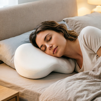 Oreiller cervical ergonomique orthopédique en mousse à mémoire de forme, rembourrage en polyester amovible, luxe personnalisable, gonflable, sommeil profond