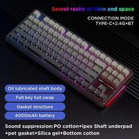 Keyboard Mekanik Nirkabel AULA F87 Pro 87 Tombol Triple-mode RGB Backlit 80% Layout Plastik Gaming Hot-Swap Grosir Baru
