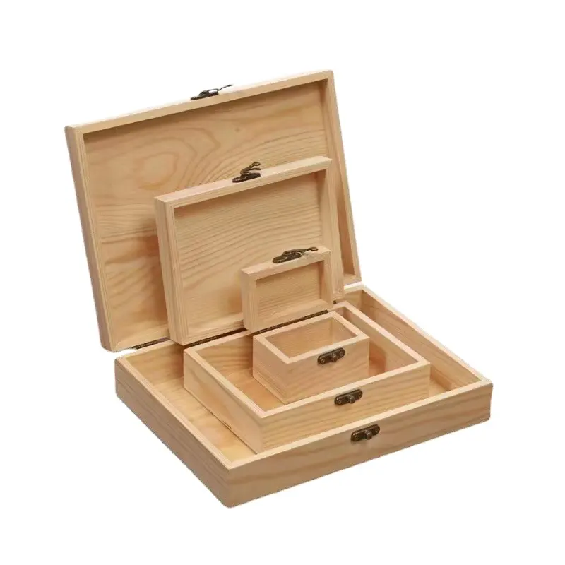 กล่องของขวัญทำจากไม้ที่มีฝาปิดทำจากไม้สนทุกชนิดราคาถูกใช้งานได้ดี