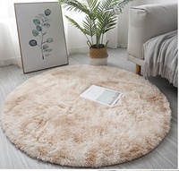 Flauschiger Moderner Maschinenwaschbarer Weicher Plüschteppich Roter Runder Polyester-Faser Teppich für Schlafzimmer Wohnzimmer Luxuriöse Heimdekoration