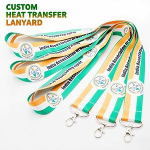 Custom Logo Association Polyester Lanyards Neck Strap National Flag Stripe Event Staff ID Card Holder Lanyard - Product Image 1