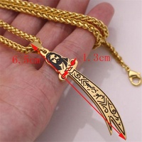 Pendentif de collier musulman en acier inoxydable gravé au laser en forme d'épée Zulfiqar de l'Imam Ali, Yiwu Aceon