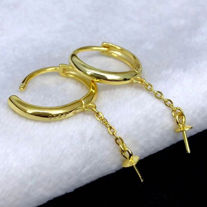 Accessoires en perles DIY 202178, plateau vide pour boucles d'oreilles en argent S925, bijoux en argent tendance, boucle d'oreille avec perles rondes de 8 à 12 mm - Product Image 3