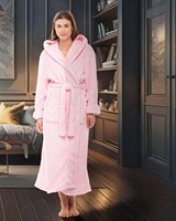 Robe longue à capuche en polaire unie et duveteuse pour femme, grande taille