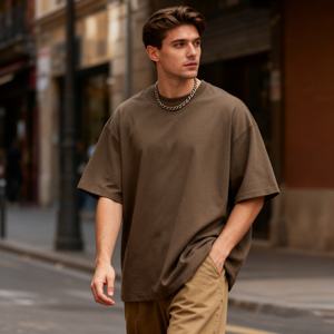 เสื้อยืดคอกลมแขนสั้นผ้าฝ้าย 100% พิมพ์ลายถักแบบเรียบสำหรับผู้ชาย รุ่น TKAN600D รับสกรีนโลโก้ตามสั่ง - Product Image 1