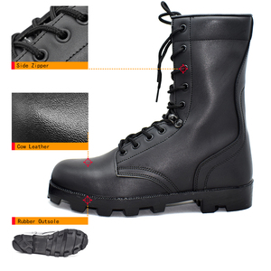 Bottes de combat personnalisées en cuir véritable <span class=keywords><strong>noir</strong></span>, imperméables, tactiques, pour l'extérieur, la jungle, le désert, à hauteur de cheville, avec doublure en mesh pour l'été - Product Image 3