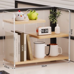 ชั้นวางของอะคริลิคสำหรับวางบนโต๊ะ 35x15x30 ซม. ชั้นวางของ 3 ชั้นสำหรับจัดระเบียบอุปกรณ์สำนักงานและหนังสือ - Product Image 2
