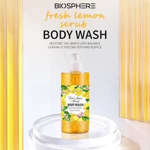 Gel exfoliant corporel au citron frais Biosphère, éclaircissant, liquide, anti-acné, blanchissant, naturel, pour hommes, marque privée, bio, gel douche - Product Image 2