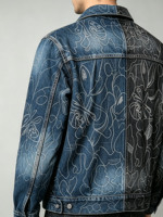 Veste en jean épaisse personnalisée pour homme, veste jacquard bicolore, streetwear vintage, veste unisexe, fabricant en gros