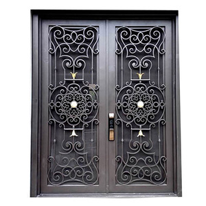 Puerta delantera <span class=keywords><strong>de</strong></span> seguridad <span class=keywords><strong>de</strong></span> hierro forjado Prima, entramado <span class=keywords><strong>de</strong></span> partición <span class=keywords><strong>de</strong></span> acero elegante y duradero, diseño moderno <span class=keywords><strong>para</strong></span> apertura Manual <span class=keywords><strong>de</strong></span> Villa - Product Image 1