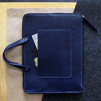 Sac Organisateur d'Accessoires Technologiques en Cuir Véritable avec Fermeture Éclair, Style Simple, Pliable, Housse pour Ordinateur Portable, Porte-documents avec Fonction Tactique
