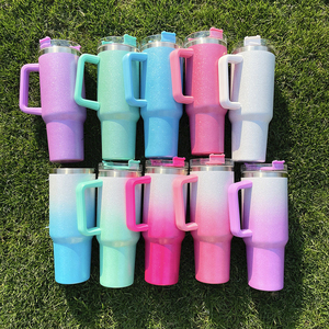 Gobelet USA isolé sous vide argent <span class=keywords><strong>pailleté</strong></span> 40oz avec poignée pour impression par sublimation double paroi Sparkle irisé - Product Image 2